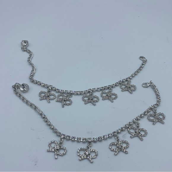 NWOB Mach & Mach Silver Camille Crystal Bow Strappy Sandal - Picture 9 of 9